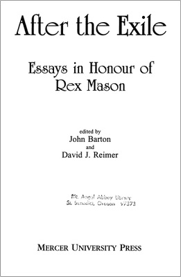 After the Exile - Essays in Honour of Dex Mason